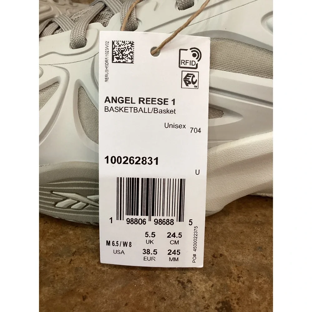 Reebok Angel Reese 1 Basketball Shoes Grey White Size Womens 8 Mens 6.5 New